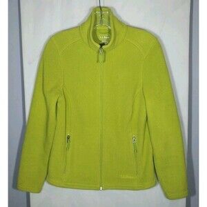 LL Bean Womens Fleece Jacket XS Bright Green Full Zip Comfy Warm Sweatshirt Cozy